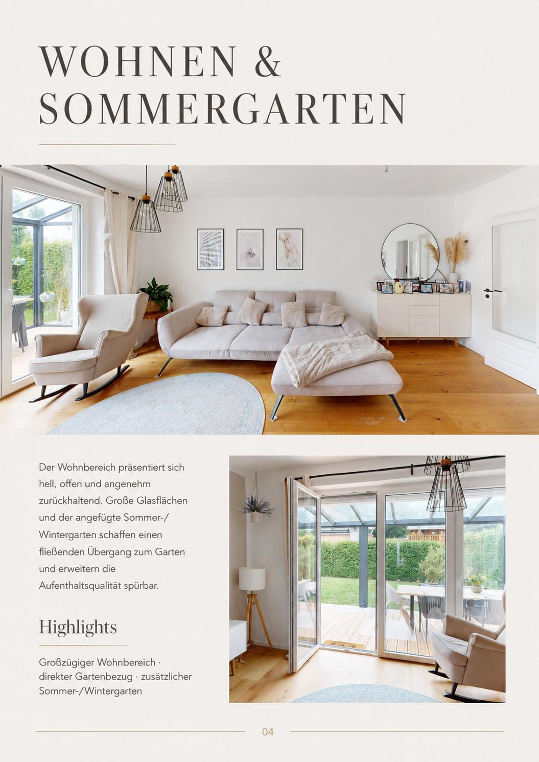 Exposé-Seite 04: Wohnen & Sommergarten